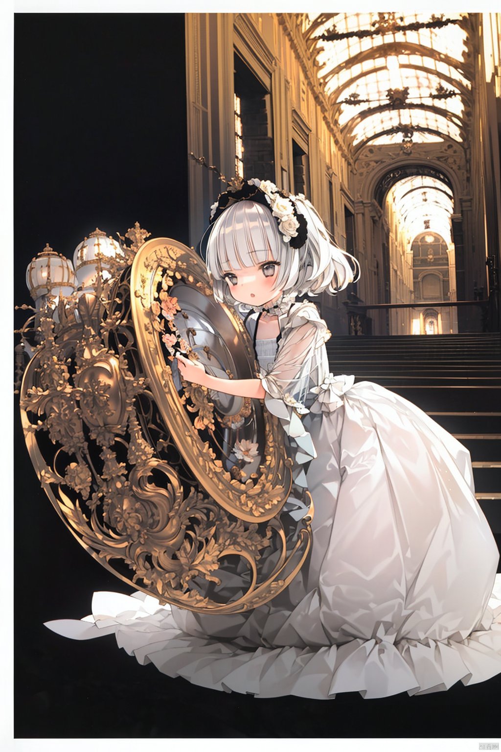  1girl, rixiang,simple background,white dress,lolita fashion, (((masterpiece,best quality))),((good structure,Good composition,good atomy)), ((clear, original,beautiful)), WTRX