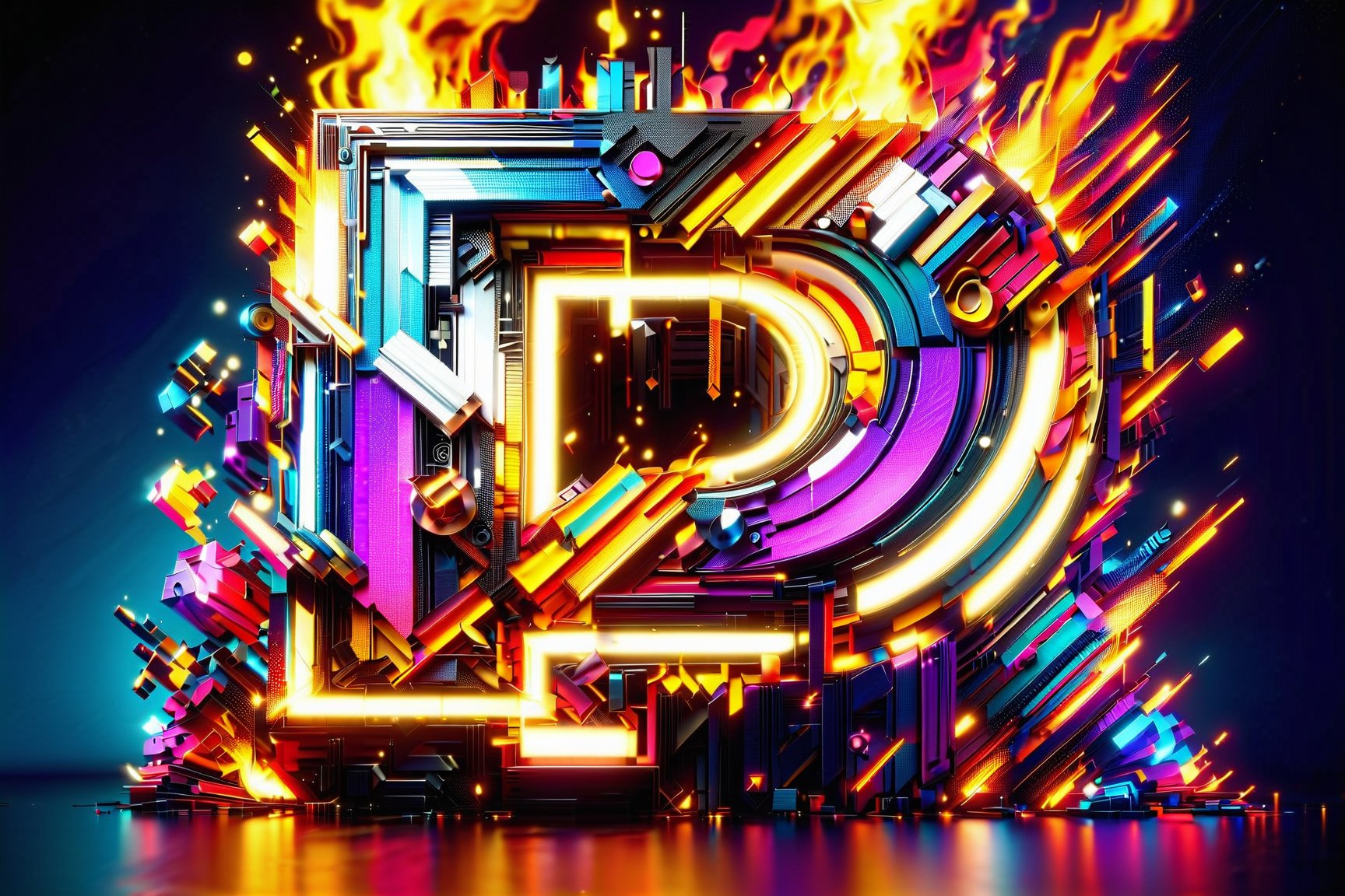 [ T ] latter,  3D text,  fire by MAGIC OF AI on Tensor.Art