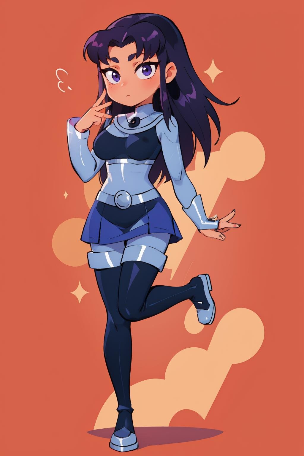 (masterpiece, best quality:1.2), <lora:blackfire:1>, blackfire, 1girl, solo, breasts, pants, bodysuit, skirt, armor, thigh boots, long sleeves, dark skin