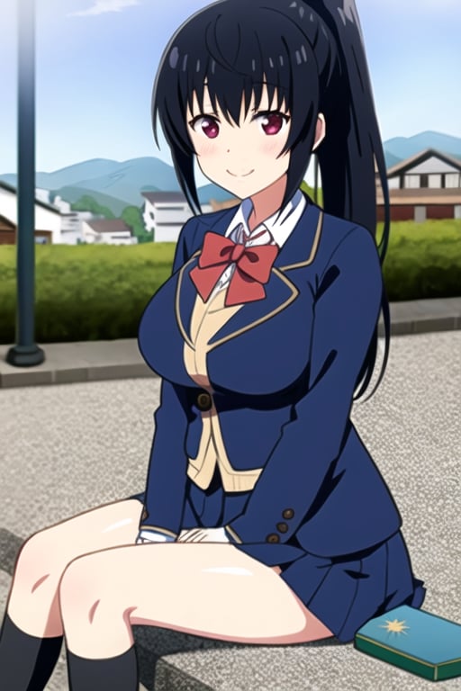 shizuku yaegashi,  black hair,  red eyes by Wina on Tensor.Art