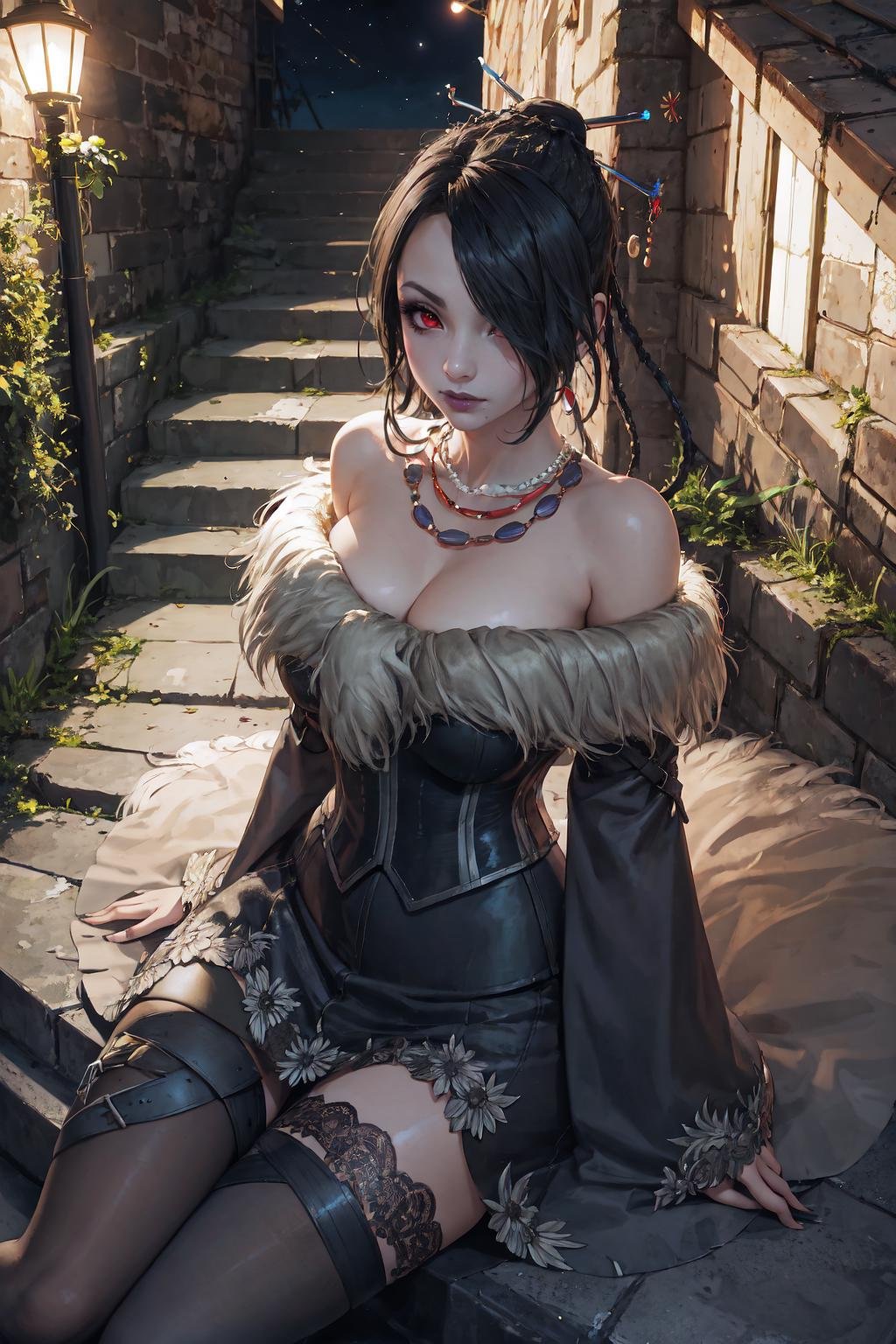 LuluX,  red eyes,  jewelry by FallenIncursio on Tensor.Art