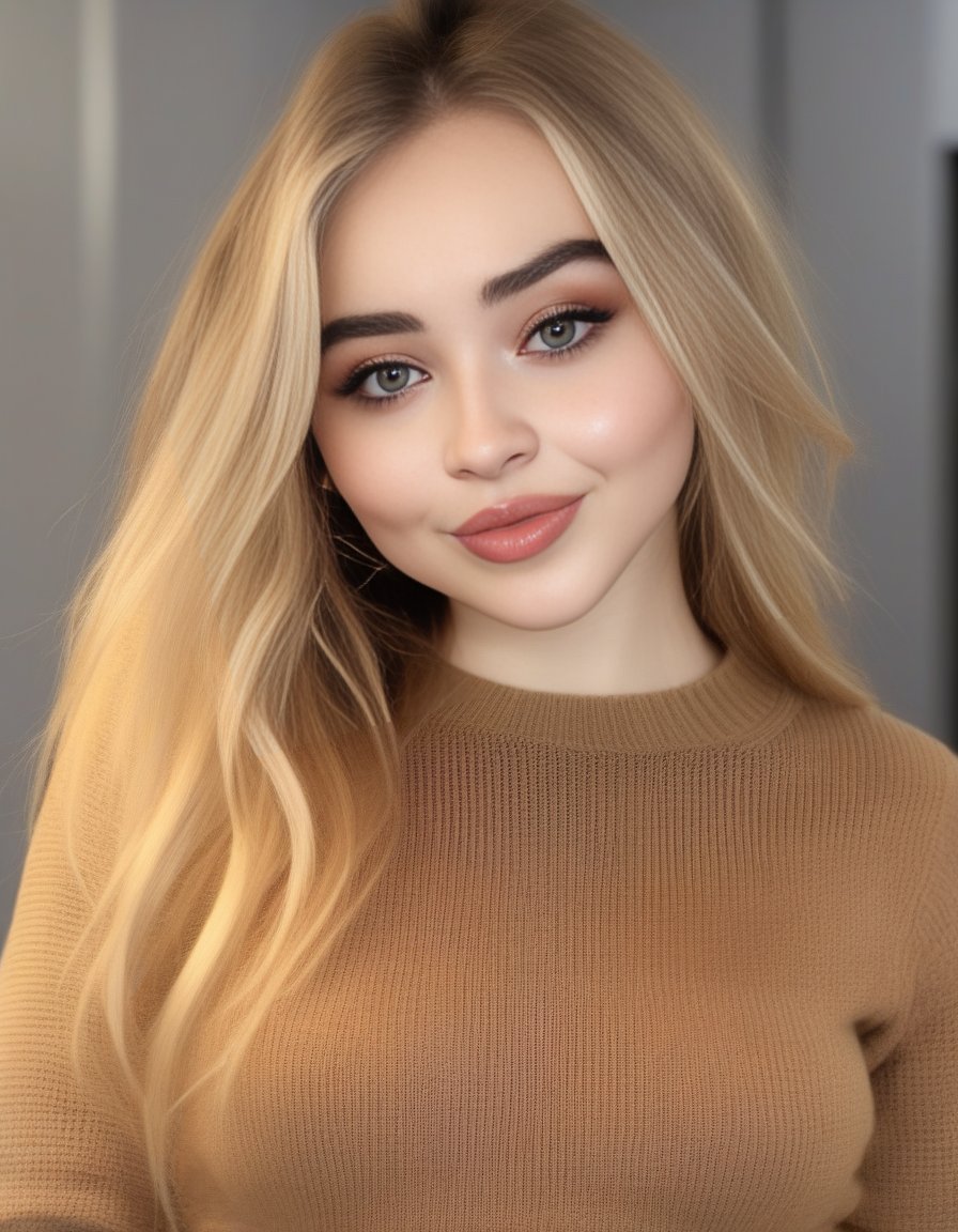 SabrinaCarpenter,<lora:SabrinaCarpenterSDXL:1>,masterpiece,beautiful,extremely detailed,(ultra high res),(8k UHD best quality), (realistic, photo-realistic:1.37), depth_of,field, blurry_background, photo_inset,Dramatic lighting,reference_inset,photo_background,brown_eyes,photorealistic,looking_at_viewer,1girl,shiny skin,detailed skin,(((sweater)))