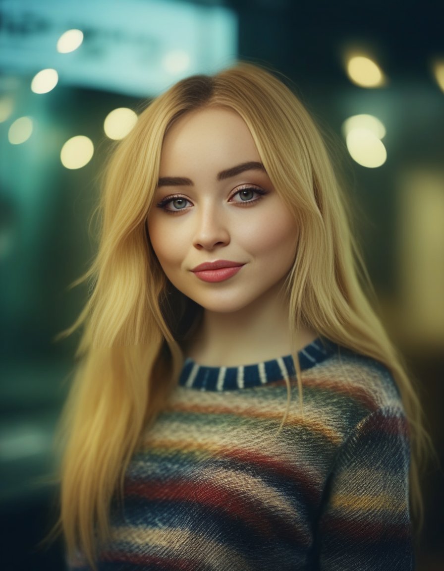 SabrinaCarpenter,<lora:SabrinaCarpenterSDXL:1>cinematic photo (art by Mathias Goeritz:0.9) , photograph, Lush cameroonian Girlfriend, Tax collector, Rich Golden blond hair, Winter, tilt shift, Horror, specular lighting, film grain, Samsung Galaxy, F/5, (cinematic still:1.2), freckles . 35mm photograph, film, bokeh, professional, 4k, highly detailed