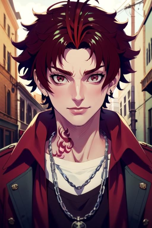 (best quality:1.1), (masterpiece:1.4), , looking at viewer, , , , , 1boy, solo, male focus, <lora:allen_sugasano:0.98>, allen_sugasano, red hair, red eyes, short hair, tattoo, , , pirate costume, , High resolution