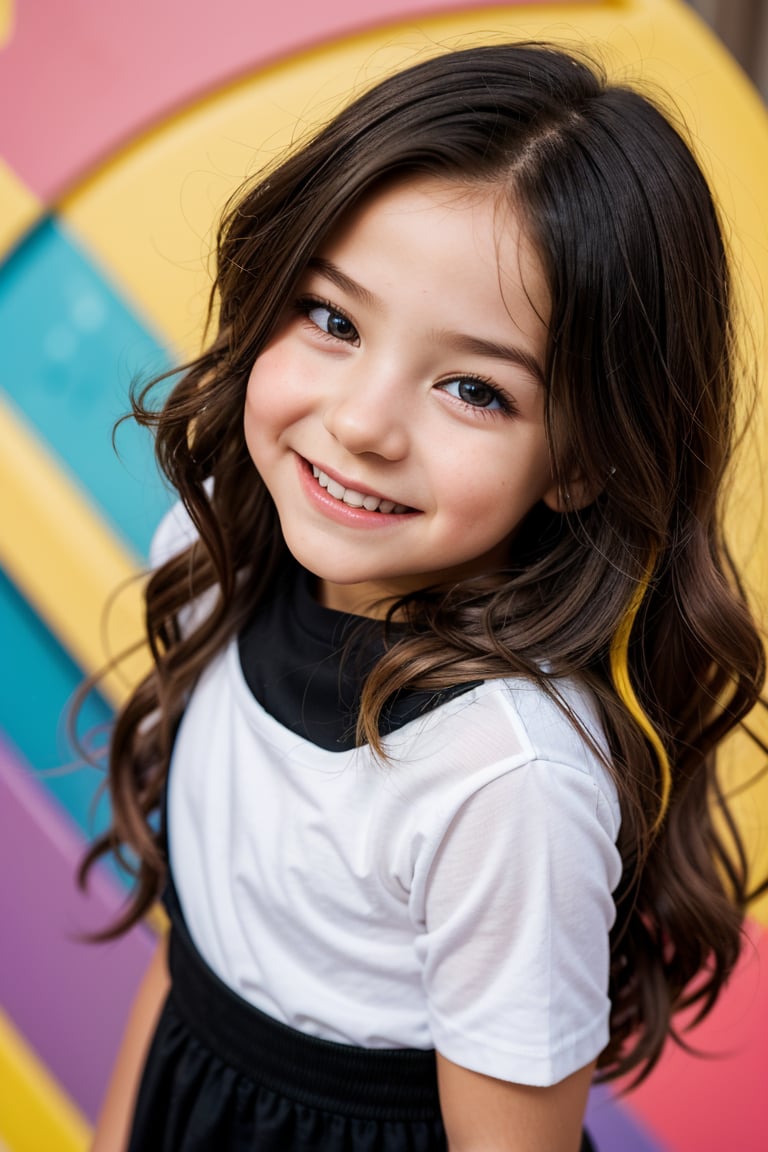 (Child character:1.2), (Colorful personality:1.3), Meet Lily, a cheerful little girl with a vibrant personality and a unique twist – her hair shimmers in all the colors of the rainbow. Her warm brown eyes radiate curiosity and kindness, making her a truly endearing character with a captivating appearance.