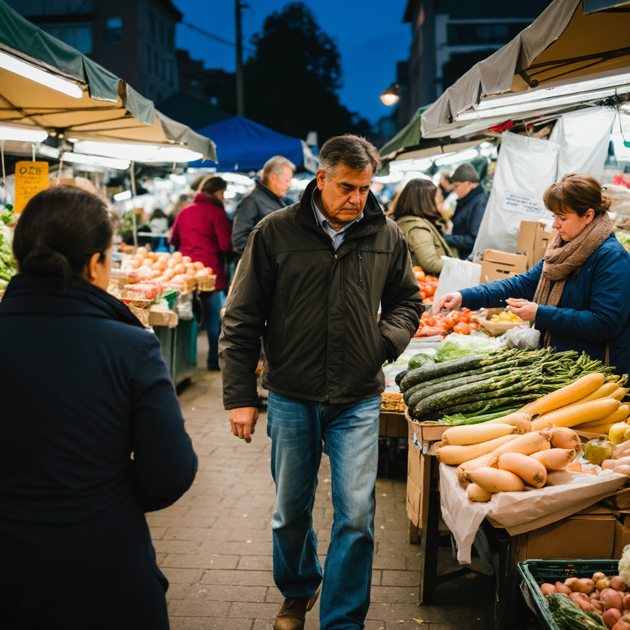 amateur photography of people at market . casual, f/16, noise, bad light
