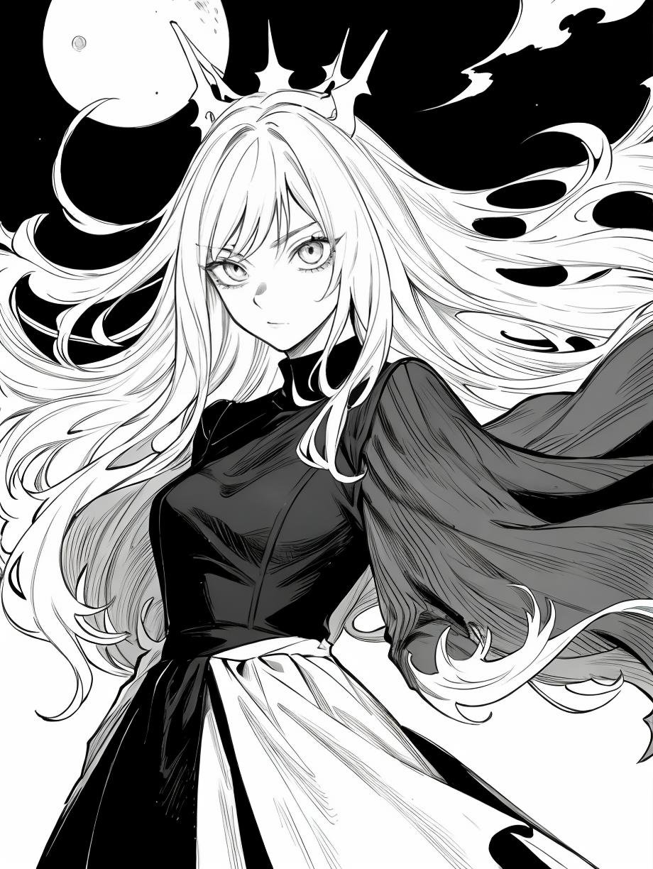 HEZI,  black and white line,  line tension by 盒子 on Tensor.Art