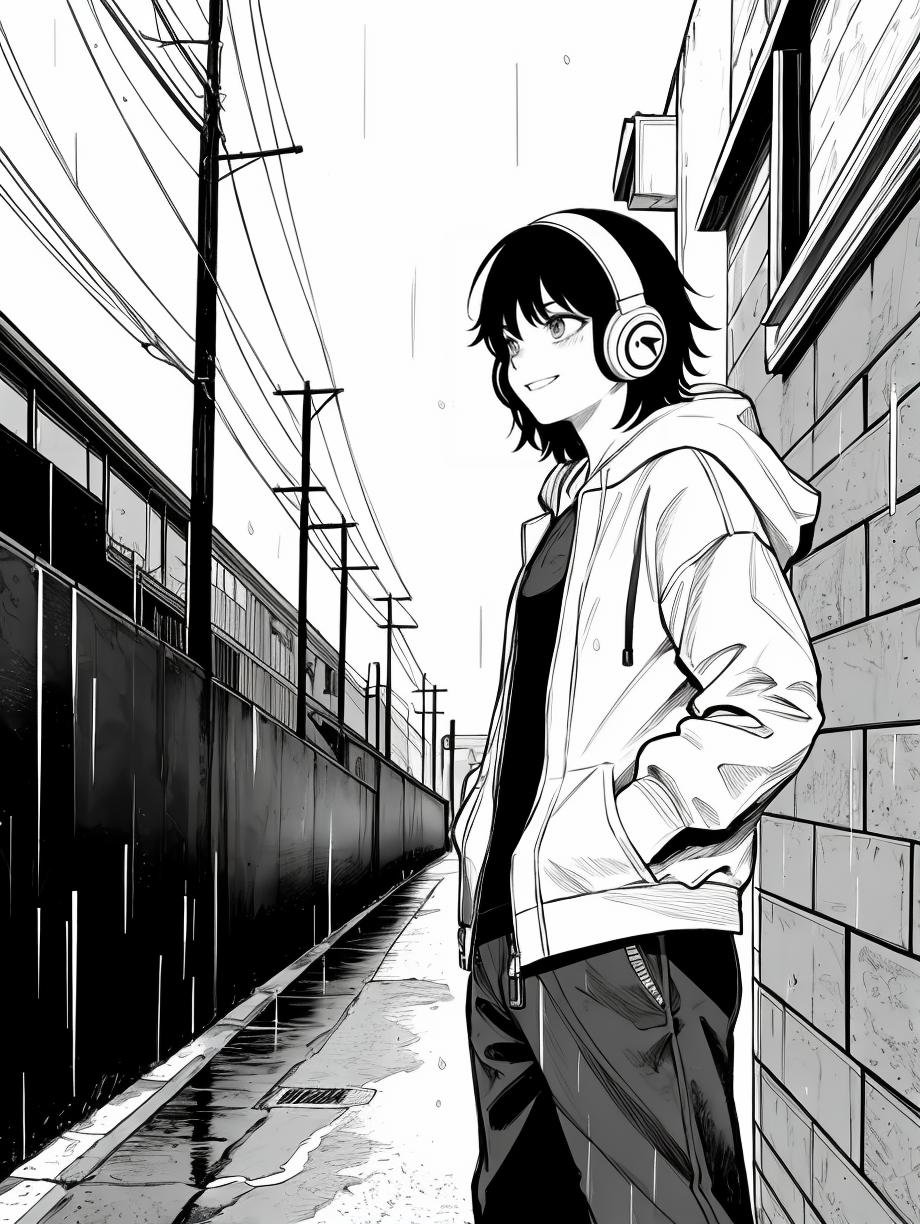 HEZI,  black and white line,  line tension by 盒子 on Tensor.Art