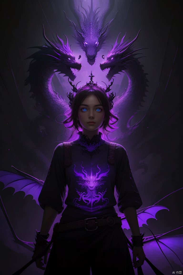  mastepiece,best quality,ethereal dragon,fantasy art,backlighting,ethereal glow,purple theme, best quality,portrait,looking at viewer,detailed face