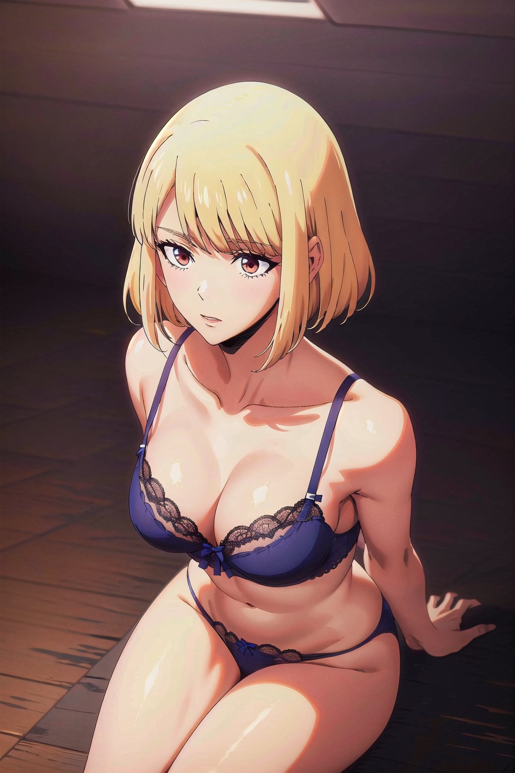  lingerie, ChaHae-in, short_hair, bangs., bob_cut, blonde_hair, high_resolution
