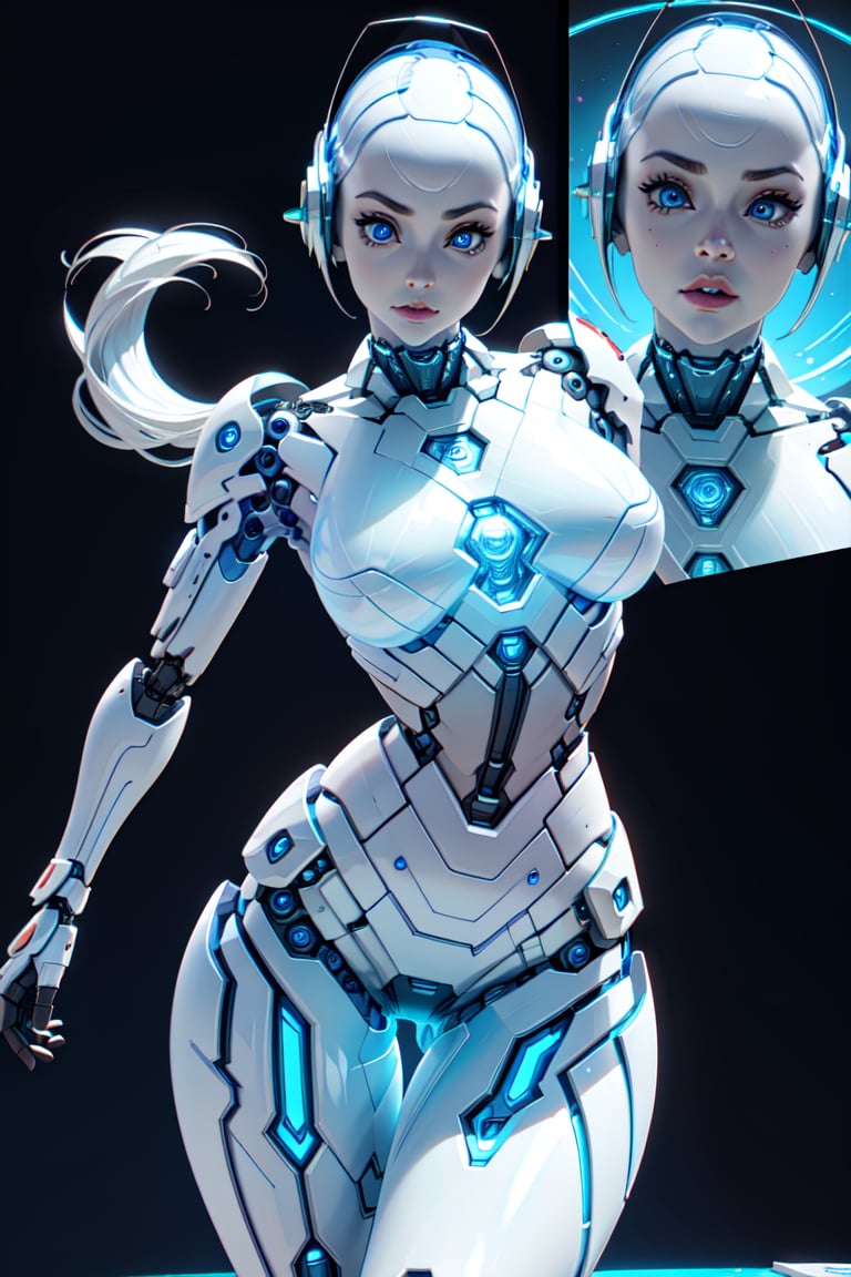 android blue Eyes,,(best quality, masterpiece),3d,futurediff ,  white skin , dynamic pose,highres