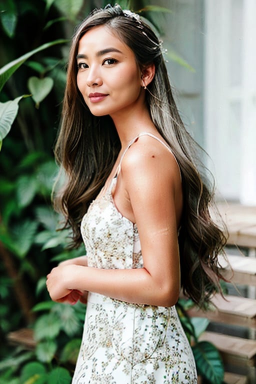 In the realism of a photograph, a mesmerizing portrait captures a 27-year-old Vietnamese girl with long white hair. Her youthful features are adorned with an abundance of delicate freckles, lending a natural and down-to-earth charm to her appearance. The image immerses viewers in the intricacy of her features, showcasing an ultrarealistic depiction that astounds with its lifelike precision.