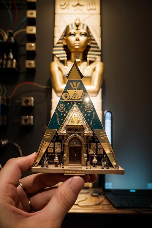 circuitboard,  egyptian pyramid,  ((focus)) by Halfgawed_Halfdevil on Tensor.Art
