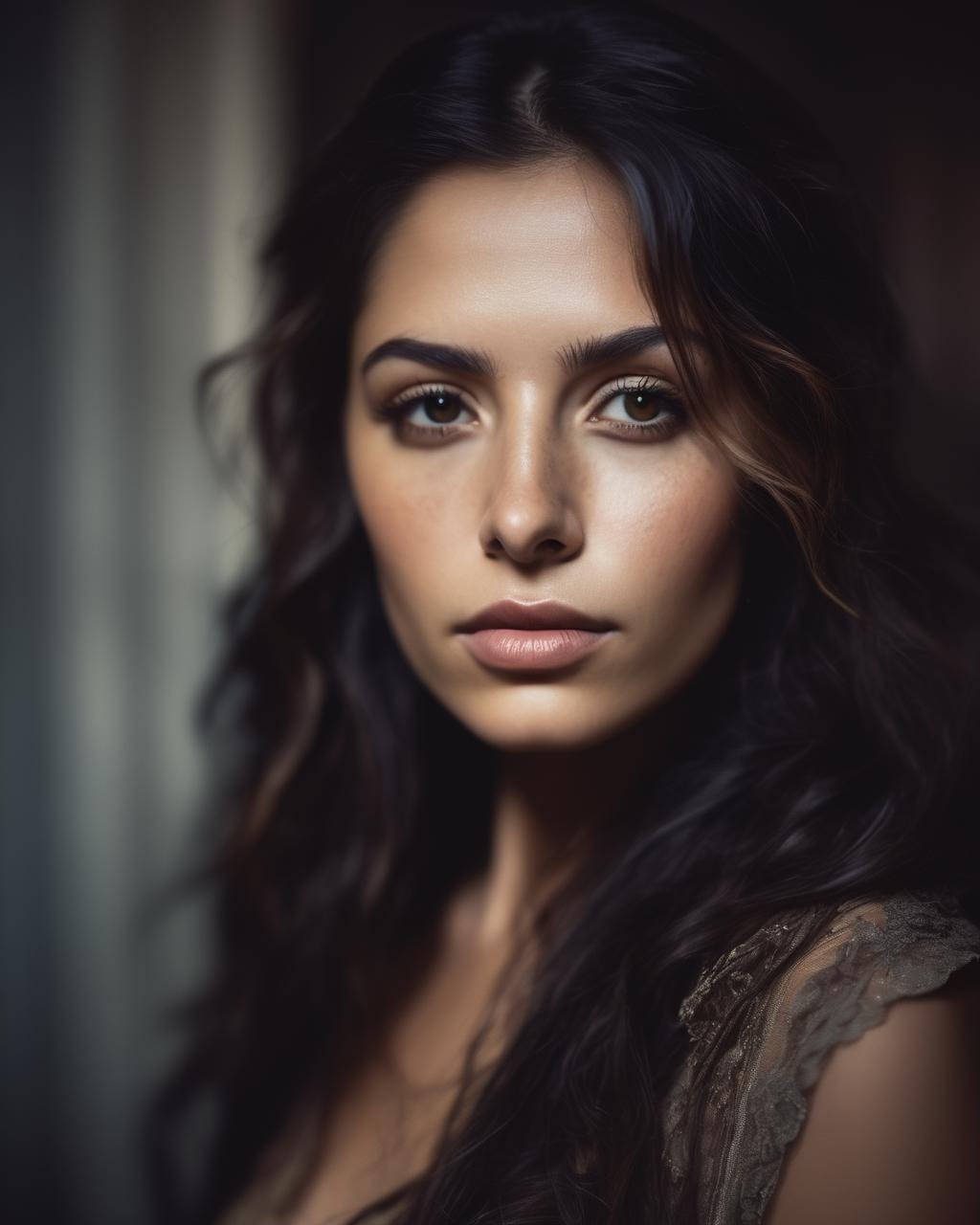 1girl, portrait, close up, dim, dark, night, dark background, (inside abandoned church, horror atmosphere, noir style, dramatic lighting, muted colors, low key), long hair, gothic dress, dark makeup, dusty clothes,choker, red and black, sarahshahi,  <lora:SarahShahiXL:1.0>, ((sharp face, detailed face, realistic face, naturtal skin, realistic skin, detailed skin, pores, sharp eyes, detailed eyes,realistic eyes)),, (masterpiece, best quality, ultra-detailed, best shadow), high contrast, (best illumination), ((cinematic light)), colorful, hyper detail, dramatic light, intricate details, (1 girl, solo) , ultra detailed artistic photography, dreamy, backlit, shadows, ultra high definition, 8k, ultra sharp focus, ultra high quality model, soft lighting, film photography, analogue photography, hyperrealism,