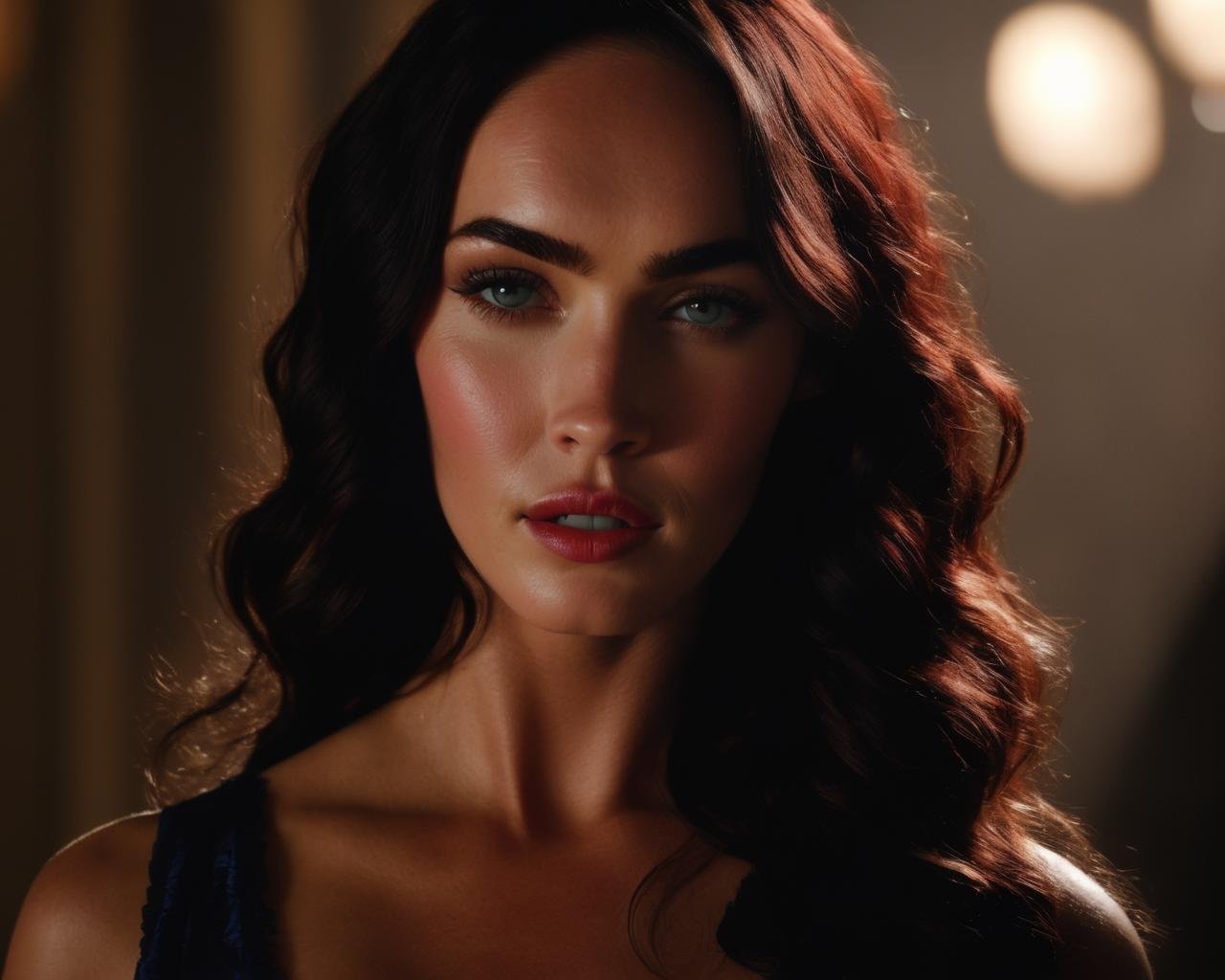 Megan_Fox,<lora:MeganFoXL:1>, a female detective from the 1920s, noir detective, inspired by Sherlock Holmes, open shoulder, dark red and blood navy,, (masterpiece, best quality, ultra-detailed, best shadow), high contrast, (best illumination), ((cinematic light)), colorful, hyper detail, dramatic light, intricate details, (1 girl, solo) , ultra detailed artistic photography, dreamy, backlit, shadows, ultra high definition, 8k, ultra sharp focus, ultra high quality model, soft lighting, film photography, analogue photography, hyperrealism,, ((sharp face, detailed face, realistic face, naturtal skin, realistic skin, detailed skin, pores, detailed eyes,realistic eyes)),