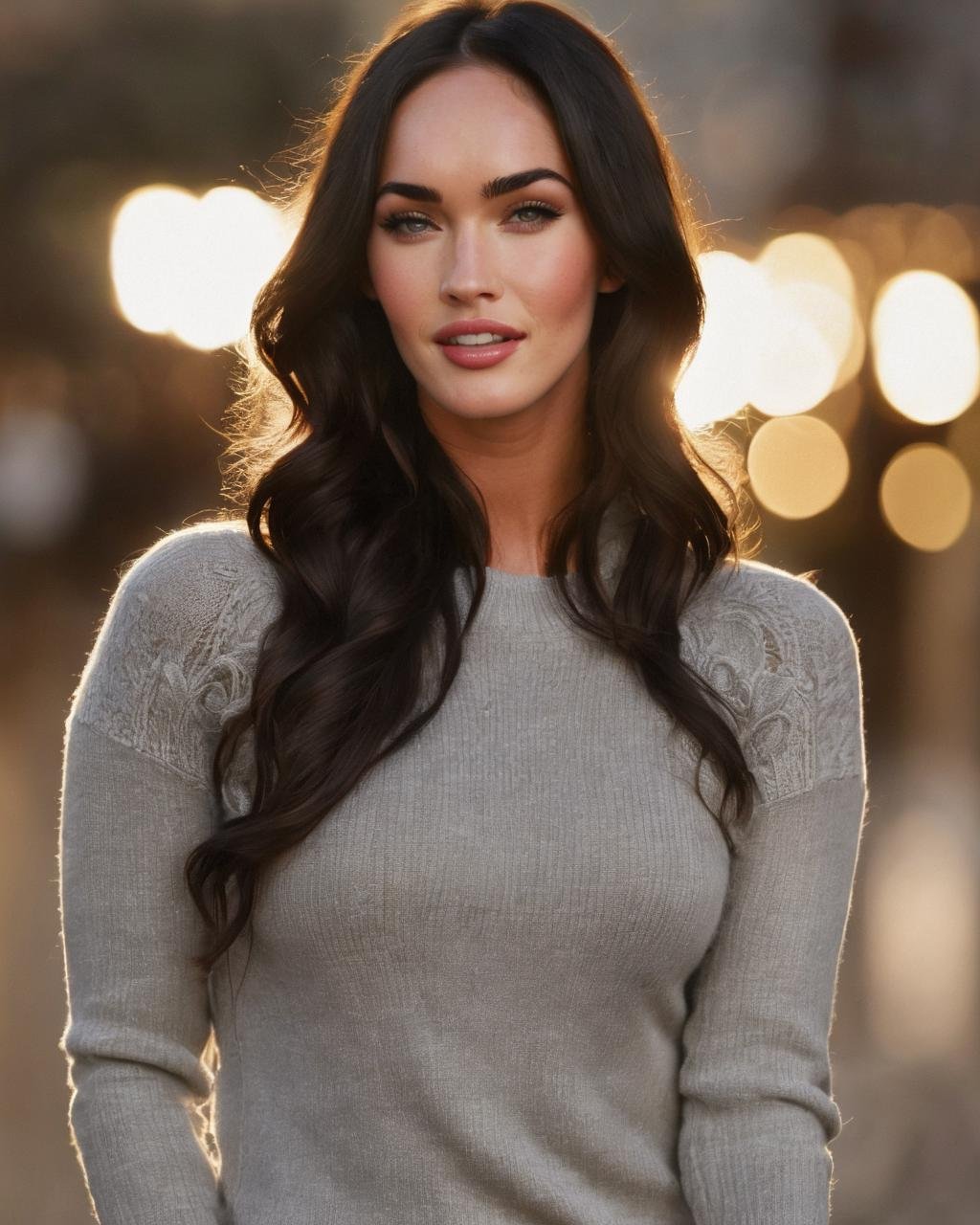 professional fashion  photography of  megan_fox, <lora:MeganFoXL:1>,turtleneck sweater, tight jeans, subtle makeup, laughing, posing for the camera, flirting with the viewer, (masterpiece, best quality, ultra-detailed, best shadow), high contrast, (best illumination), ((cinematic light)), colorful, hyper detail, dramatic light, intricate details, (1 girl, solo) , ultra detailed artistic photography, dreamy, backlit, shadows, ultra high definition, 8k, ultra sharp focus, ultra high quality model, soft lighting, film photography, analogue photography, hyperrealism,