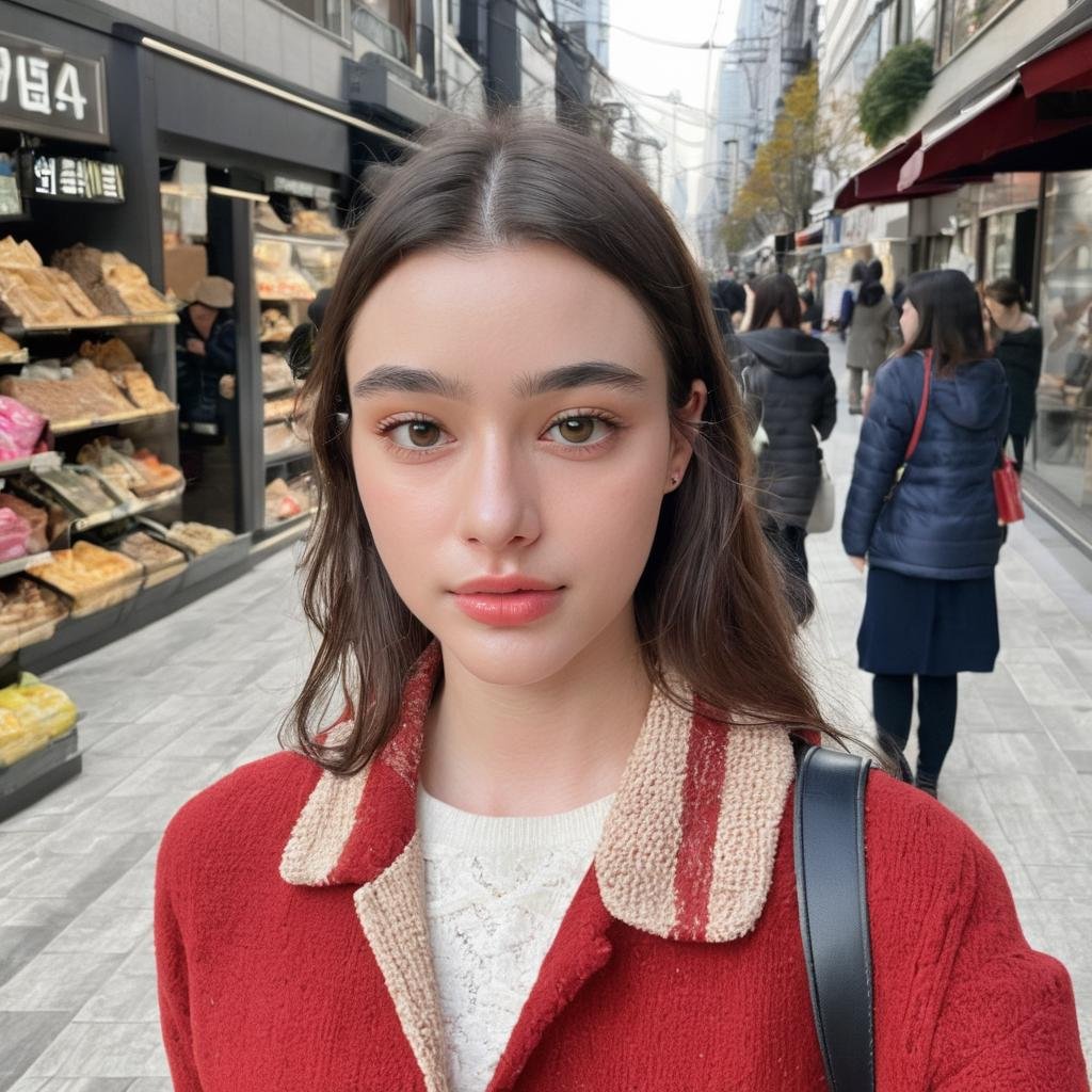 dasha_taran, <lora:DashaTaranXL:1>,walking on a crowded street, shopping bags, seoul, ((perfect eyes, detailed eyes,realistic eyes)), ((sharp face, detailed face, realistic face, naturtal skin, realistic skin, detailed skin, pores))