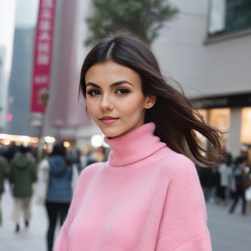 victoria_justice,  ,  (walking down the street at dawn) by Kamikazey on Tensor.Art