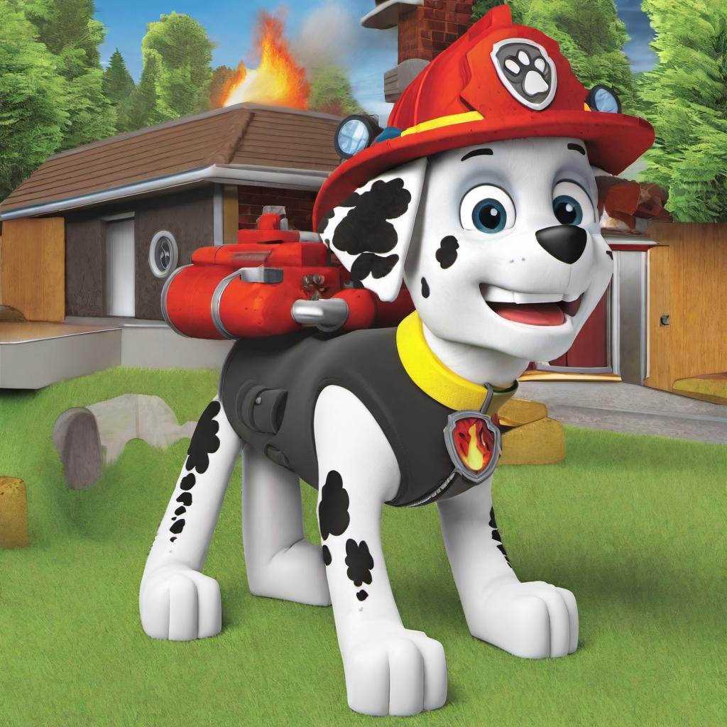 dog marshal in the fire ,  burning tree by Aderek514 on Tensor.Art