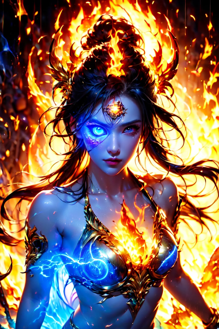 superwoman, bikini, glow , glowing eye,  fire eye,<lora:EMS-284107-EMS:0.500000>,<lora:EMS-279346-EMS:0.800000>