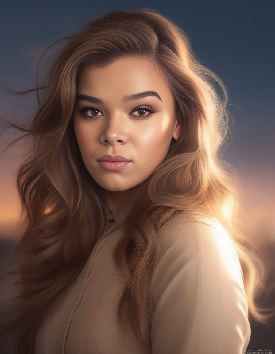 HaileeSteinfeld,<lora:HaileeSteinfeldSDXL:1>,portrait,female,dramatic lighting::2&4k-digital painting of a beautiful blonde woman in her 30s with brown eyes and long wavy hair sitting on top atstation concept art smooth illustration highlights from the windows ::8K octane render. Trending cgsociety by James Gurney + Artgerm; wayne reynolds comic book style hyperrealism alphonse much detail character portrait photo shoot nikon dassen Kopermann & Dune sci fi dramatic cinematic lightning cute adorable moody sunset light professional boke details painterly 3/5 shot