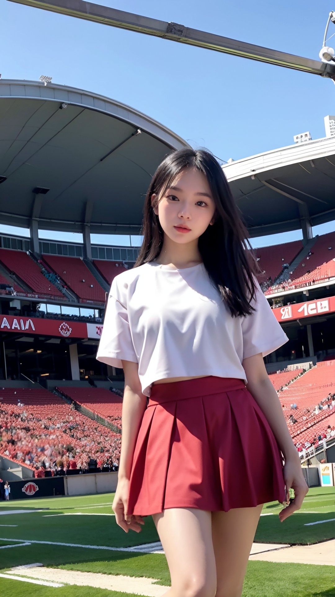 standing,  stadium,  micro mini skirt by FMix on Tensor.Art