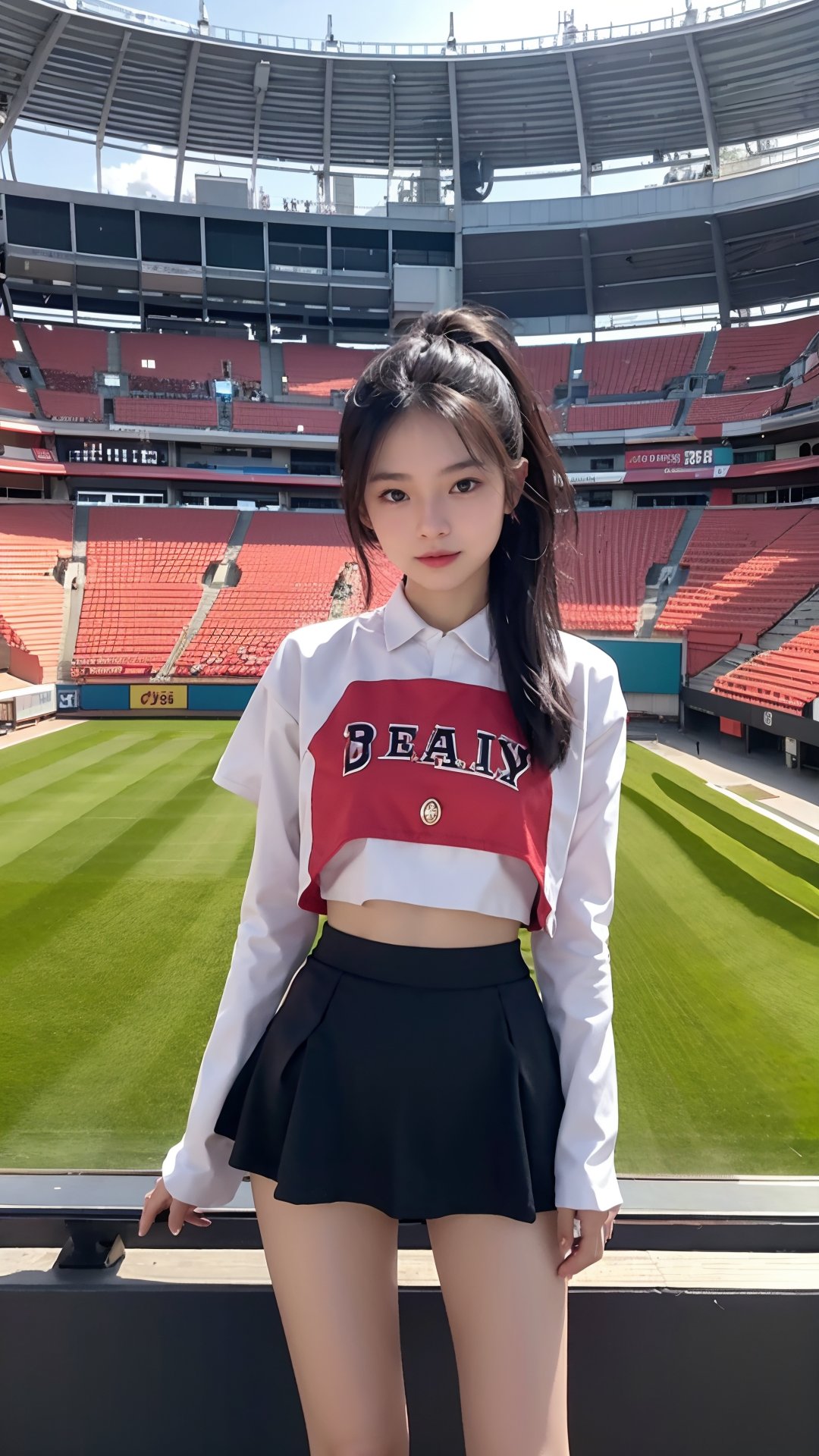 standing,  stadium,  micro mini skirt on Tensor.Art