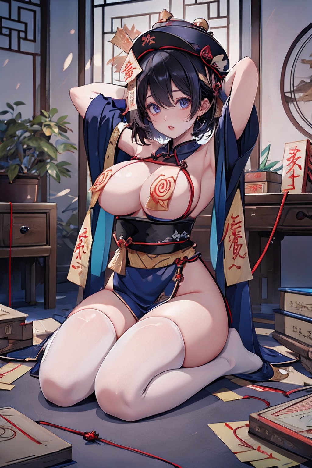 hwah jah,  ofuda on nipples,  jiangshi by Ttan on Tensor.Art