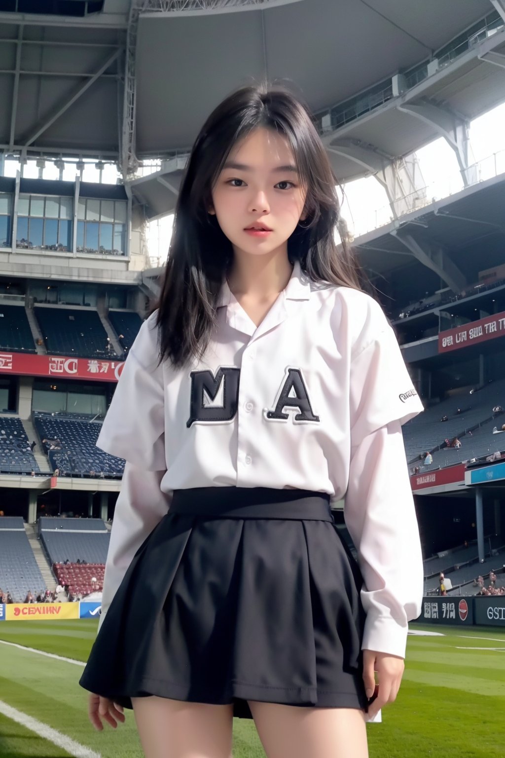standing,  stadium,  micro mini skirt by FMix on Tensor.Art