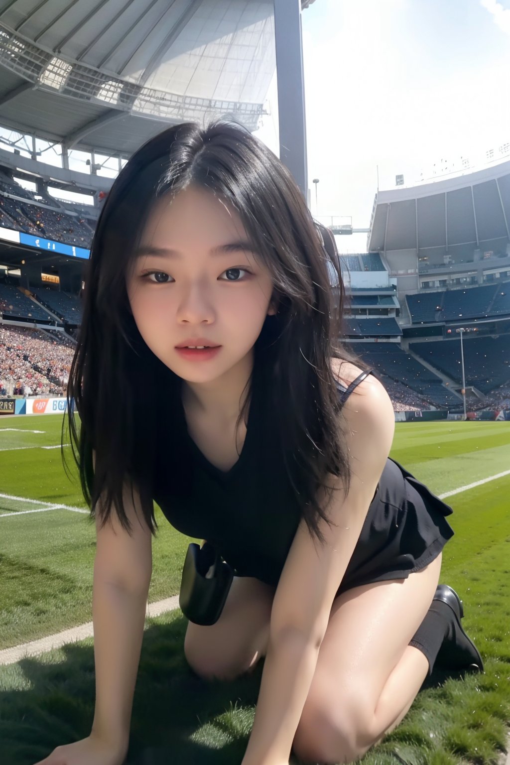 kneel,  stadium,  micro mini skirt by FMix on Tensor.Art