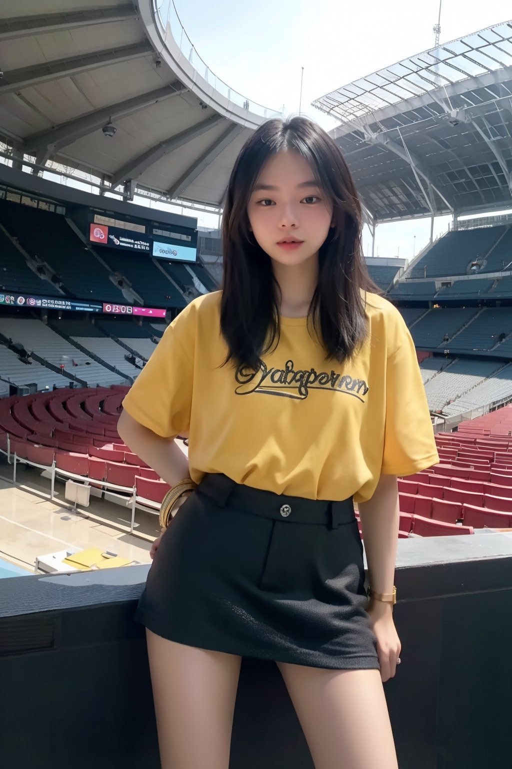 standing,  stadium,  micro mini skirt by FMix on Tensor.Art