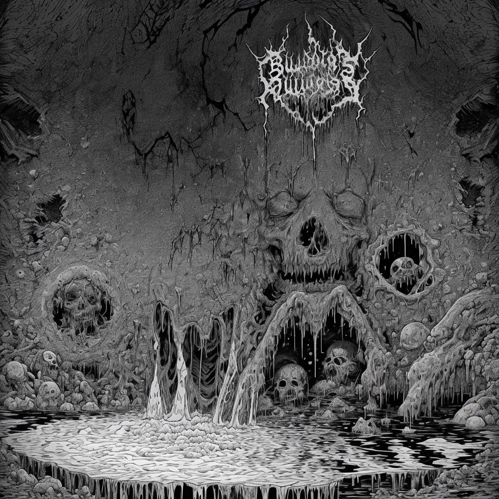 <lora:DEATH_METAL_black_and_white_drawing:1>,,Skin begins to melt and tear away Disfiguring mutation of bubbling decay monochrome, DEATHMETAL