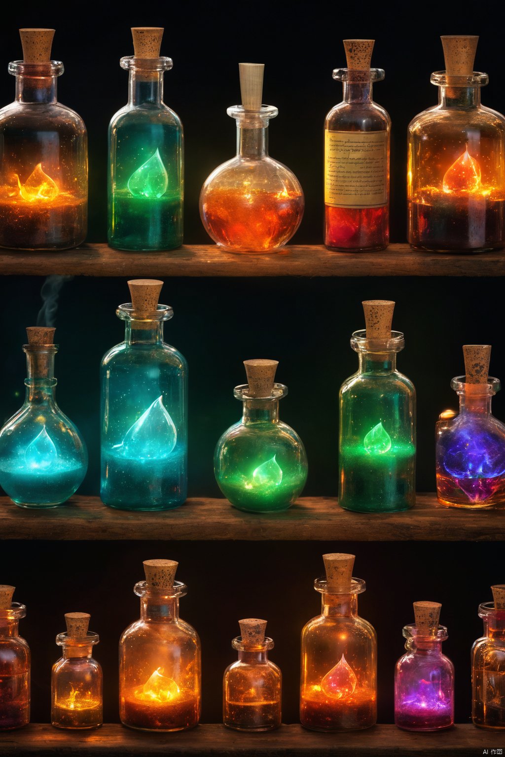 a set of magical potions with magical properties that can be used to heal someone