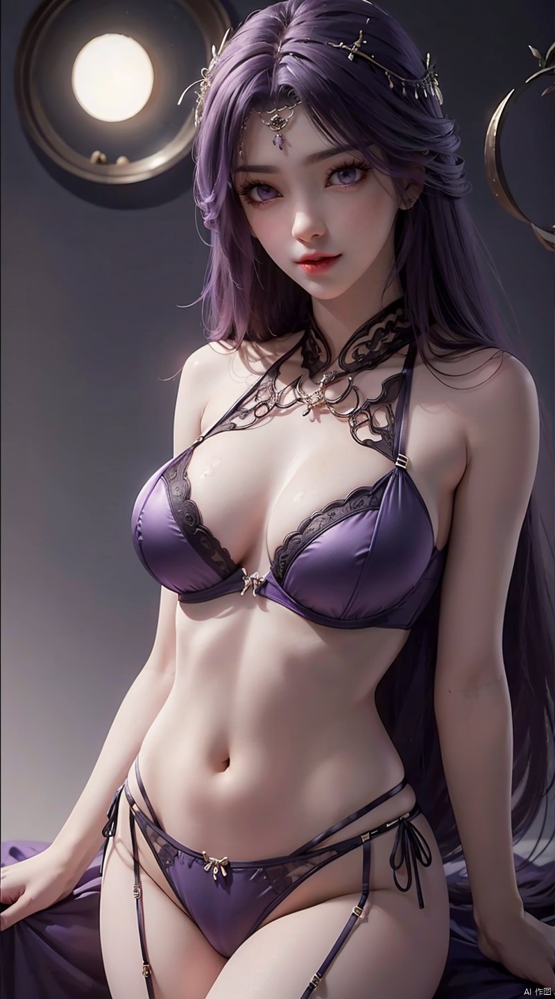  Purple eyes, plump body, Yun Xi, a girl, sexy lingerie