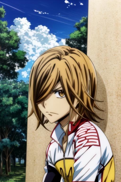 (best quality:1.1), (masterpiece:1.4), wallpaper, , upper body, depth of field, , (anime:1.4), 1boy, solo, male focus, <lora:hajime_aoyagi:0.84>, hajime_aoyagi, light brown hair, brown eyes, hair over one eye, captain costume, sci-fi,