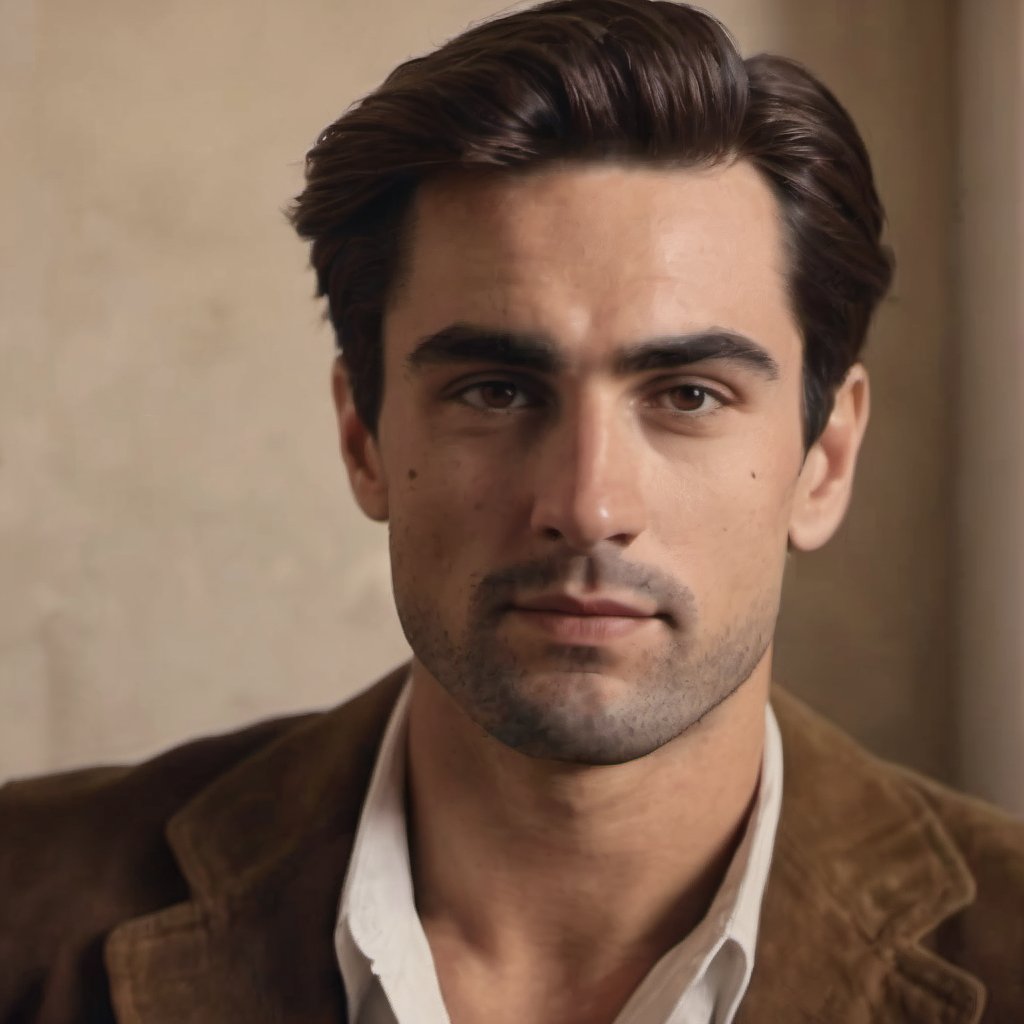 a handsome man, thick eyebrows, looking at the viewer, white background, realistic, photorealistic, European man, soft aesthetic

8k, cinematic lighting, very dramatic, very artistic, soft aesthetic, innocent, art by john singer sargent, greg rutkowski, Camera settings to capture such a vibrant and detailed image would likely include: Canon EOS 5D Mark IV, Lens: 85mm f/1.8, f/4.0, ISO 100, 1/500 sec,