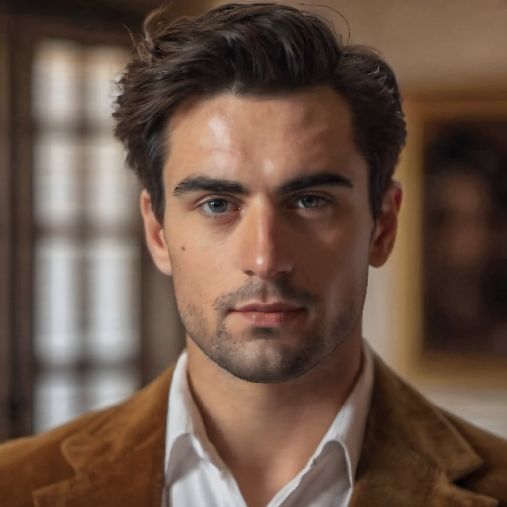 a handsome man, thick eyebrows, looking at the viewer, no background, realistic, photorealistic, European man, soft aesthetic

8k, cinematic lighting, very dramatic, very artistic, soft aesthetic, innocent, art by john singer sargent, greg rutkowski, Camera settings to capture such a vibrant and detailed image would likely include: Canon EOS 5D Mark IV, Lens: 85mm f/1.8, f/4.0, ISO 100, 1/500 sec,