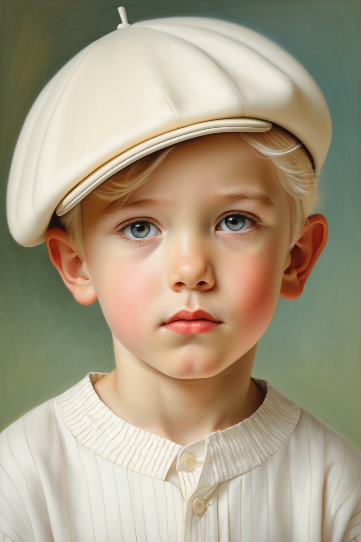 (best quality,ultra-detailed,realistic:1.37),(minimalism style, Scandinavian) portrait of a (1boy) with tousled (Alabaster) hair wearing an (Ascot cap). The focus of the artwork is on the boy's (lip) which is delicately painted in vibrant colors. The background features a subtle fluorescent gradient, adding a touch of modernity to the piece. The overall composition is clean and simple, adhering to the principles of minimalism. The use of (niji style) enhances the artistic quality of the portrait, creating a sense of depth and dimension. The boy's facial features are beautifully rendered to showcase his youthful innocence and captivating gaze. The artwork is a (masterpiece) of high resolution, capturing every fine detail with precision.