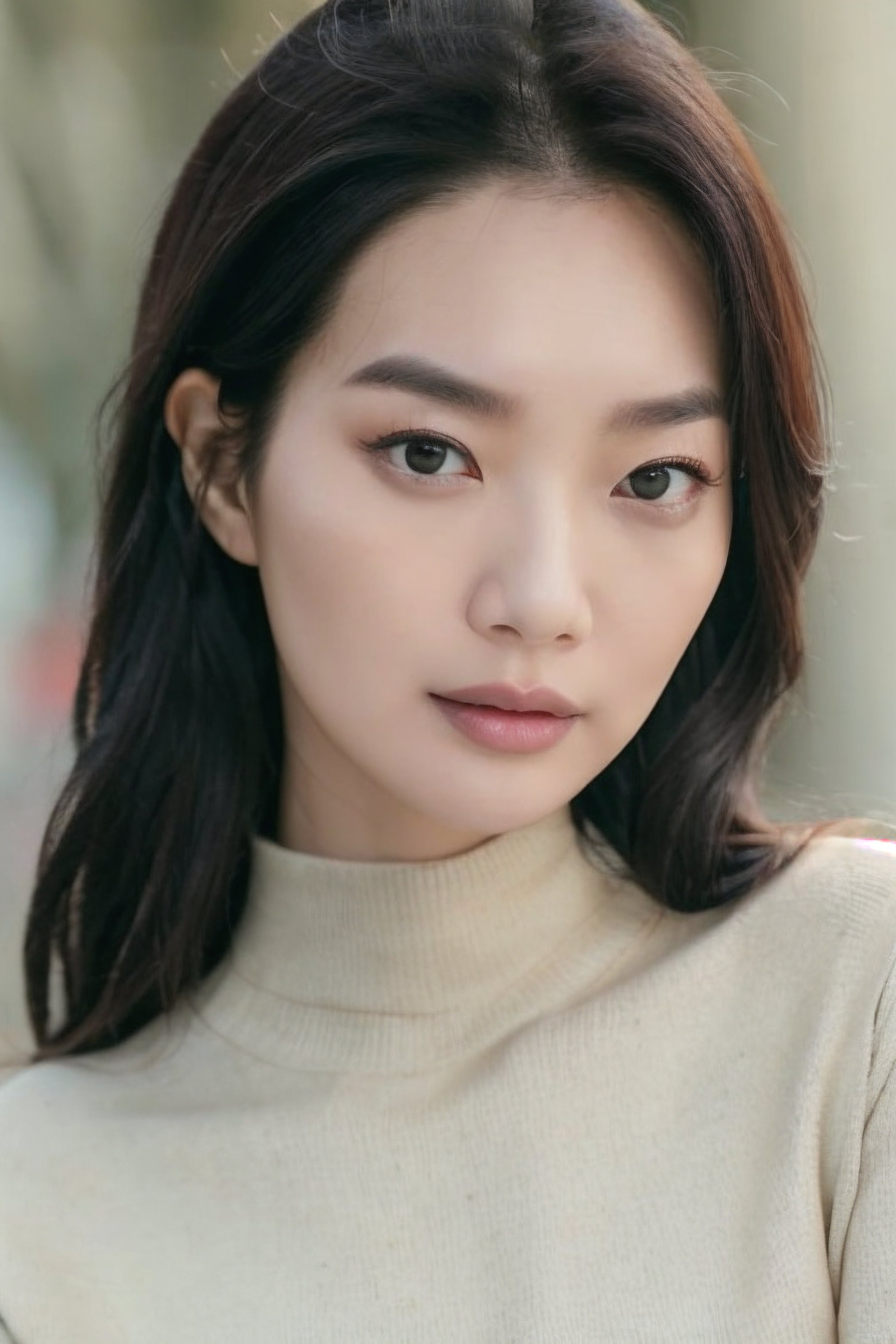 igirl,beautiful korean woman, beige turtleneck, best quality,amazing quality,sexy pose,very aesthetic,close up,petite, perfect makeup, (small  
breasts),insanely detailed eyes,insanely detailed face,insanely detaled lips,perfect hands,perfect hair,insanely detailed skin, black hair,brown eyes,Masterpiece