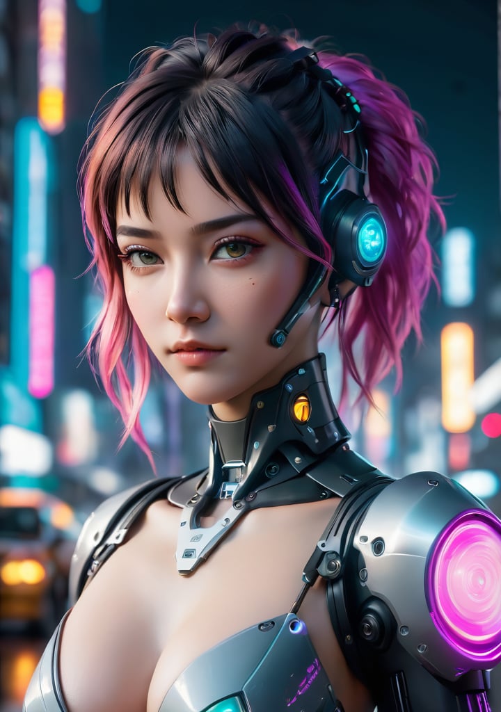 cyberpunk,masterpiece,best quality,city,1girl,looking at viewer,bokeh,