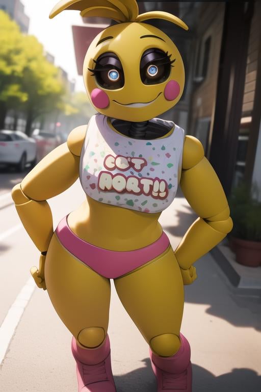 <lora:toychica-06:1> toychica, full body, detailed background, outdoors pulic park, flat chest, narrow hips, detailed shading, detailed ambient light, detailed background, masterpiece,