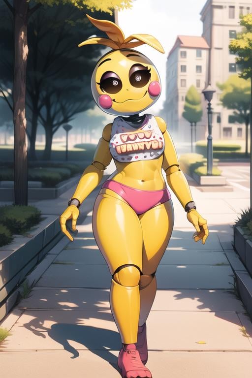 <lora:toychica-08:1> toychica, full body, solo, detailed background, public park, detailed shading, detailed ambient light, detailed background, masterpiece,