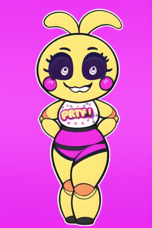 <lora:toychica-09:1> toychica,  simple pink background, full body,  <lora:cutememe-01:1> xiaoren,chibi, detailed shading, detailed ambient light, detailed background, masterpiece,