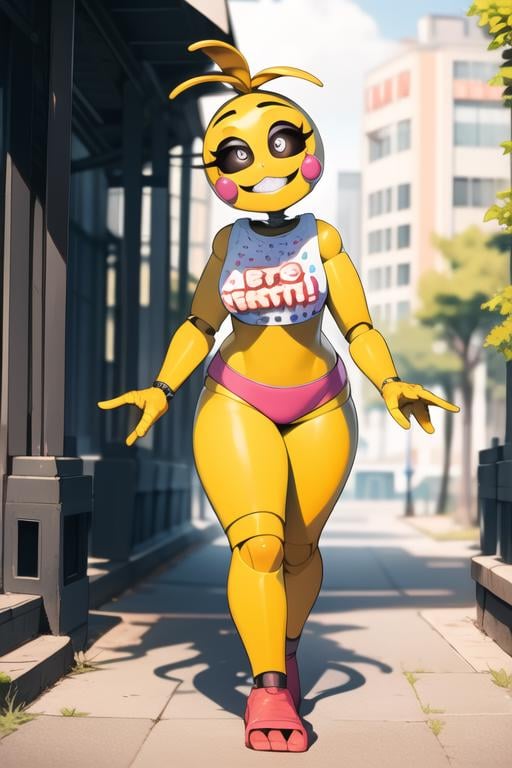 <lora:toychica-09:1> toychica, full body, solo, detailed background, public park, detailed shading, detailed ambient light, detailed background, masterpiece,