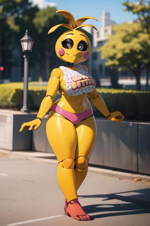 <lora:toychica-10:1> toychica, full body, solo, detailed background, public park, detailed shading, detailed ambient light, detailed background, masterpiece,