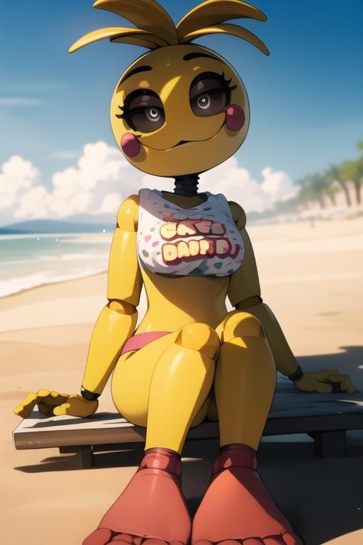 <lora:toychica-05:1> toychica, full body, sitting on sand on beach, detailed background, detailed shading, detailed ambient light, detailed background, masterpiece,