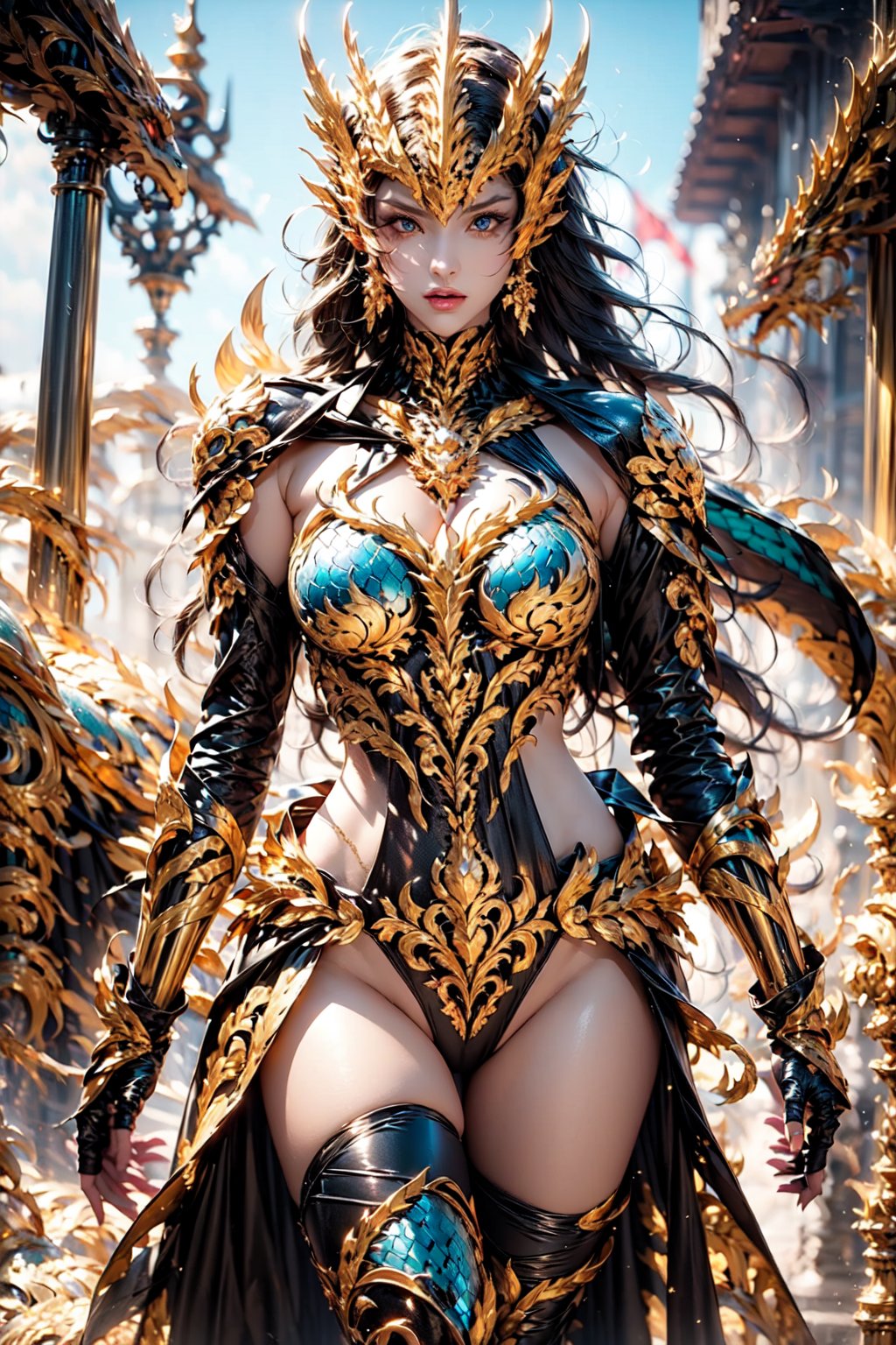 female Warrior,dragon, Gorgeous armor