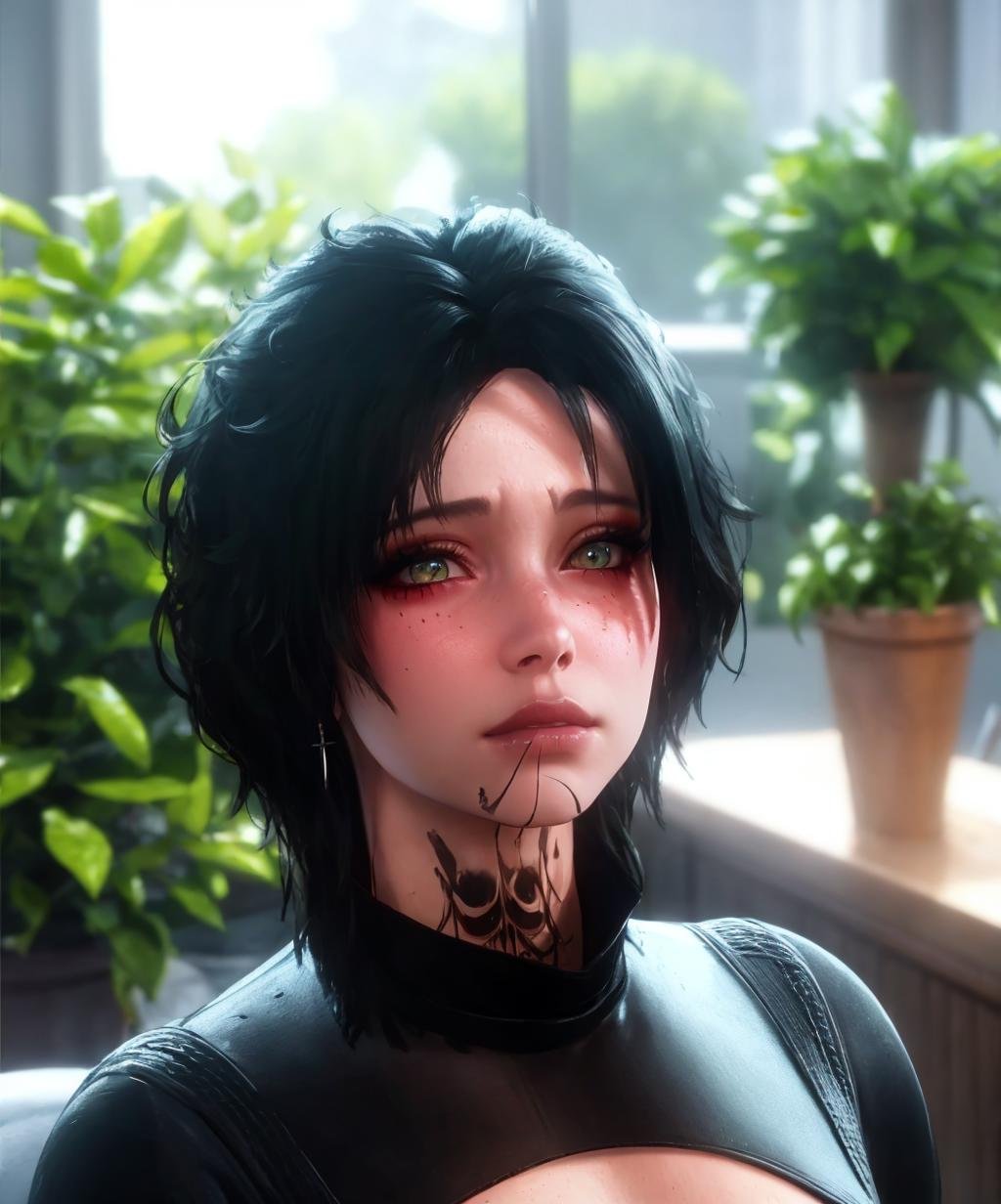 evelyn,  black hair,  messy hair by Lembont on Tensor.Art