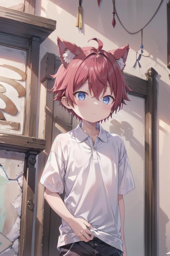 1boy,  aki,  crimson hair by fearvel on Tensor.Art