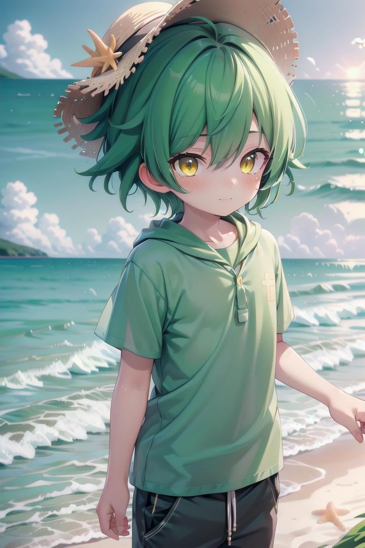 1boy,  nobu,  green hair by fearvel on Tensor.Art